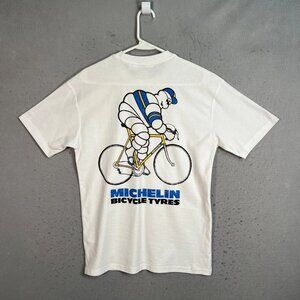 Michelin Bicycle Tyres Unisex XS White Graphic T-Shirt Cotton Crew Neck